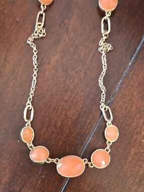 Goldtone Banana Rep Necklace - Light Orange